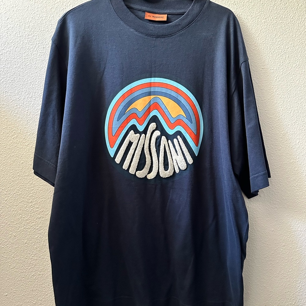 Missoni Dark Blue Tee with Vibrant Logo